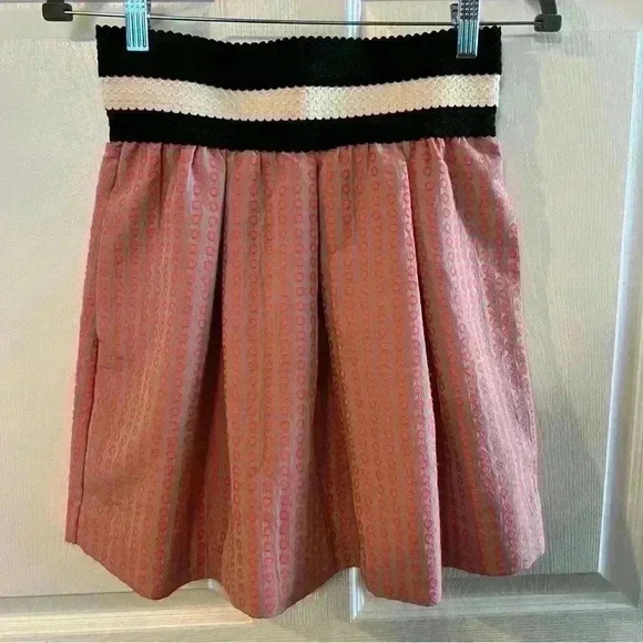 Maeve Dresses & Skirts - Maeve Pink and Cream Embroidered Skirt with Thick Black and White Waist Size XS